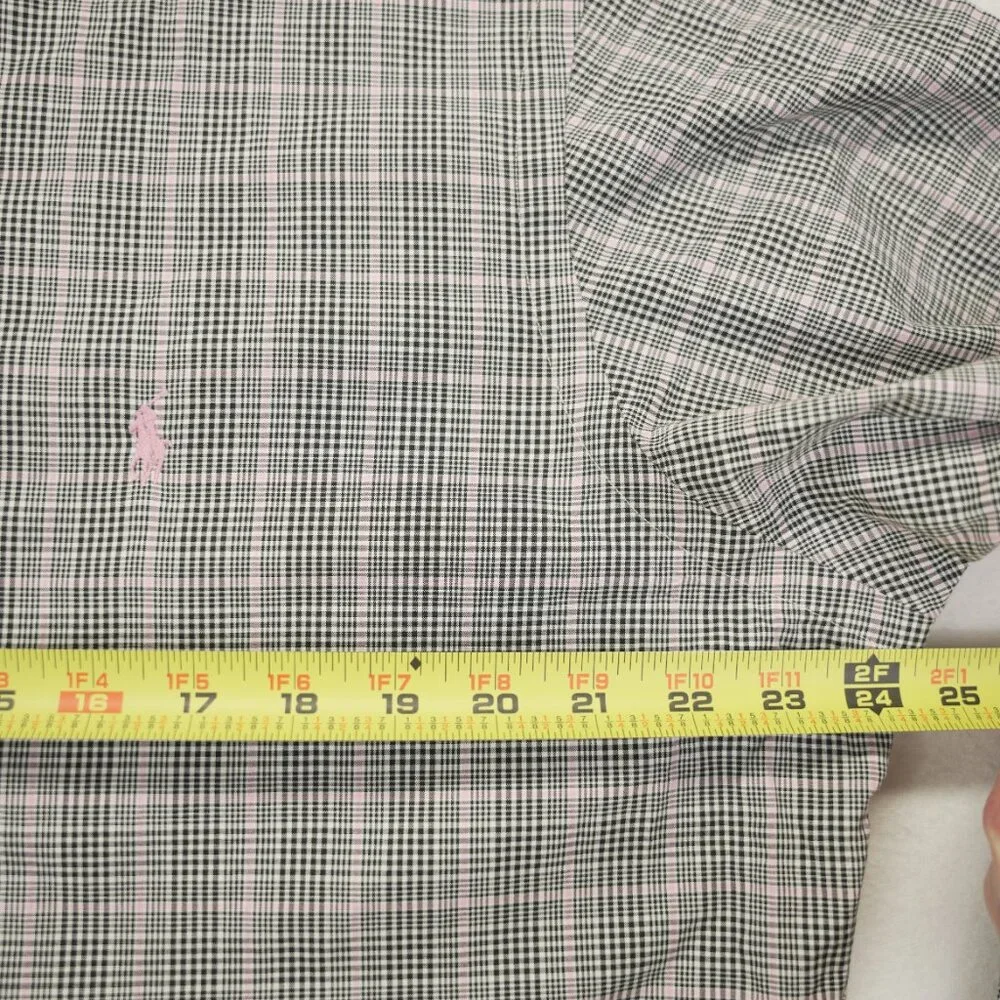 Ralph Lauren Shirt Mens Large Pink Black‎ Plaid Classic Fit Button Down Cotton